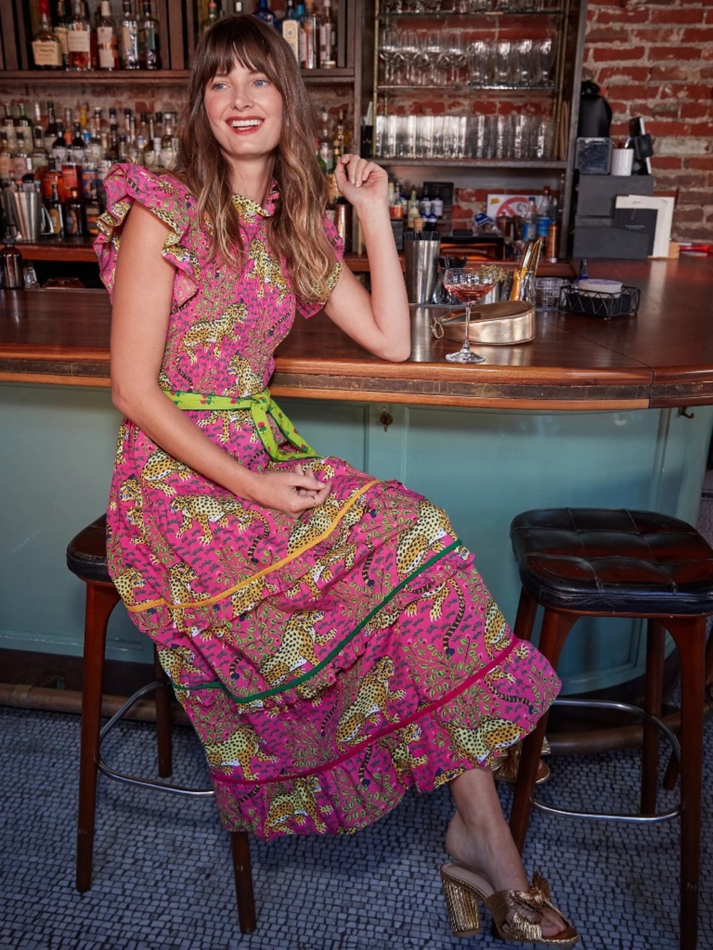 NWT Printfresh Ready to RuffleMidi  Dress in Bagheera XXS